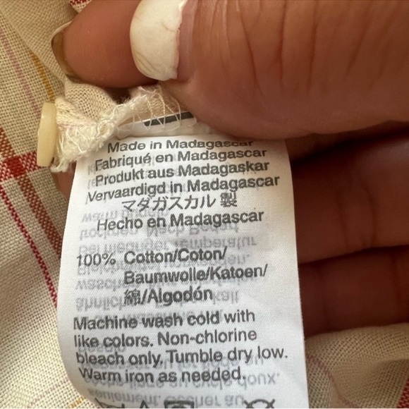 SMALL Madewell Central Popover In Fine Plaid Button Up Shirt Beige oversized - Picture 13 of 14